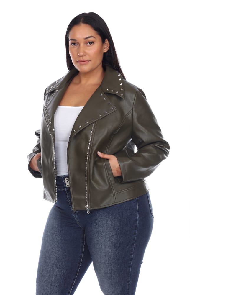 White leather jacket womens plus shop size